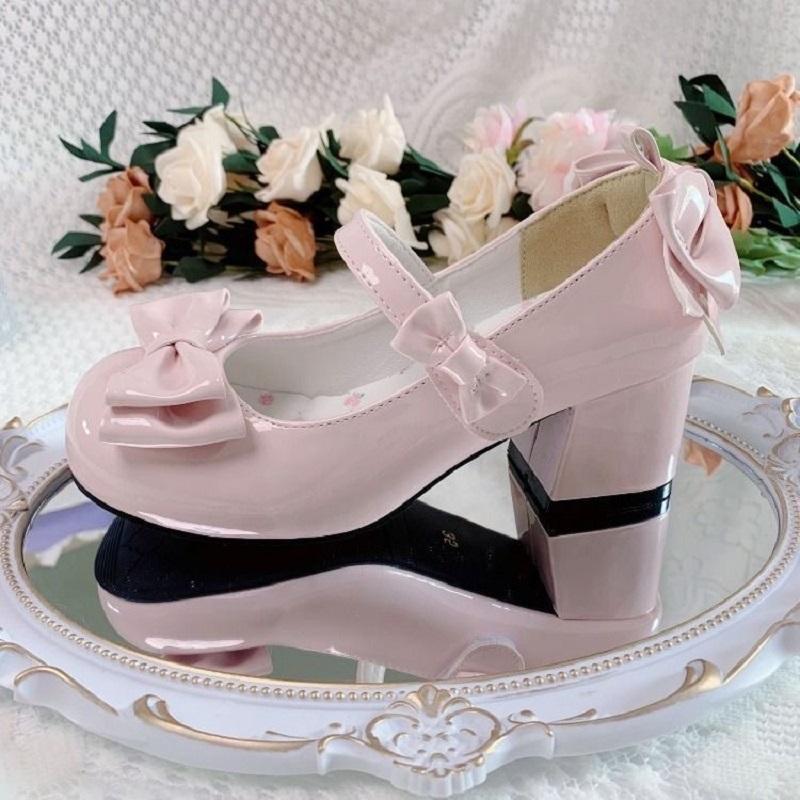 Leather Shoes for Women 2025 New Cute Round Head Single Shoe Fashion Bow Sweet Middle Heel Shallow Mouth Single Shoe