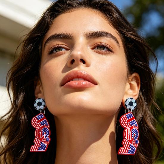 USA Flag Acrylic Dangle Drop Earrings Independence Day-Themed Earrings Comfortable To Wear Multiple Styles for Sports Holiday Outfits