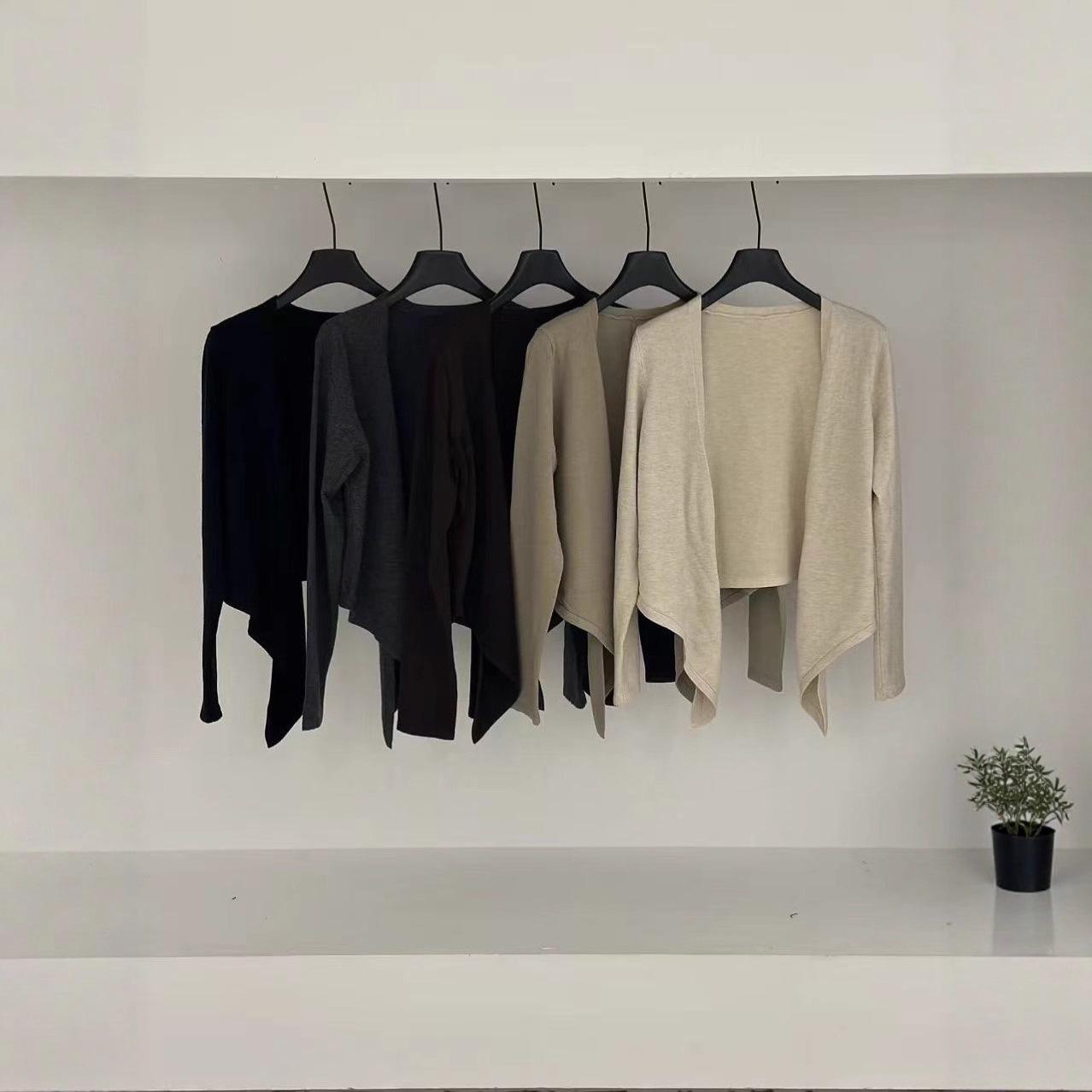 

Women s Autumn Short Skirt Set with Shawl, Slip Dress, Knitted Cardigan & Yoga Top One Size чорний