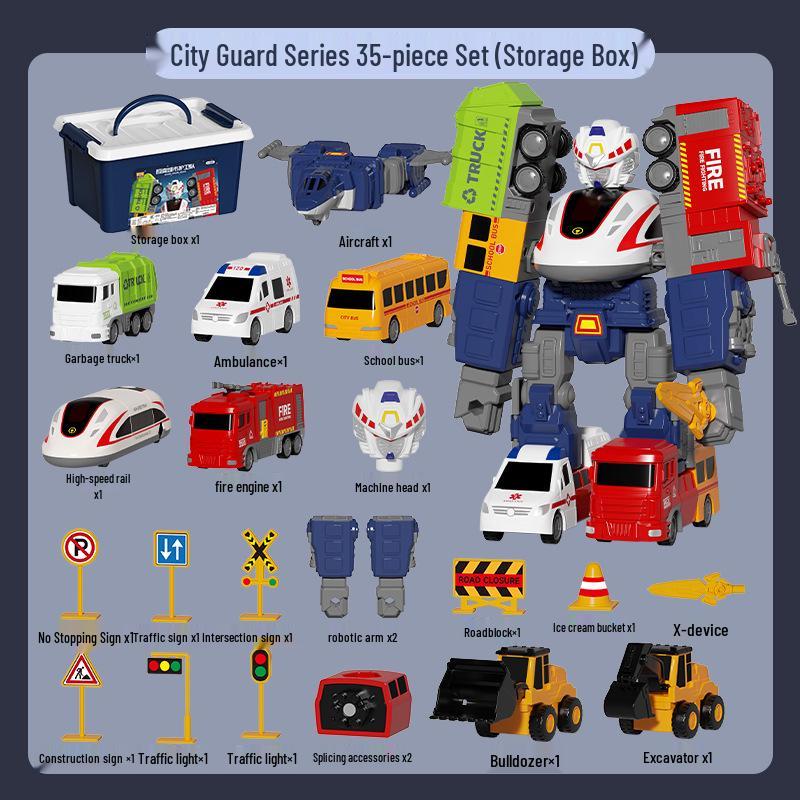 Kids' Magnetic Engineering Vehicle Transformer Set - Educational Parent-Child Toy