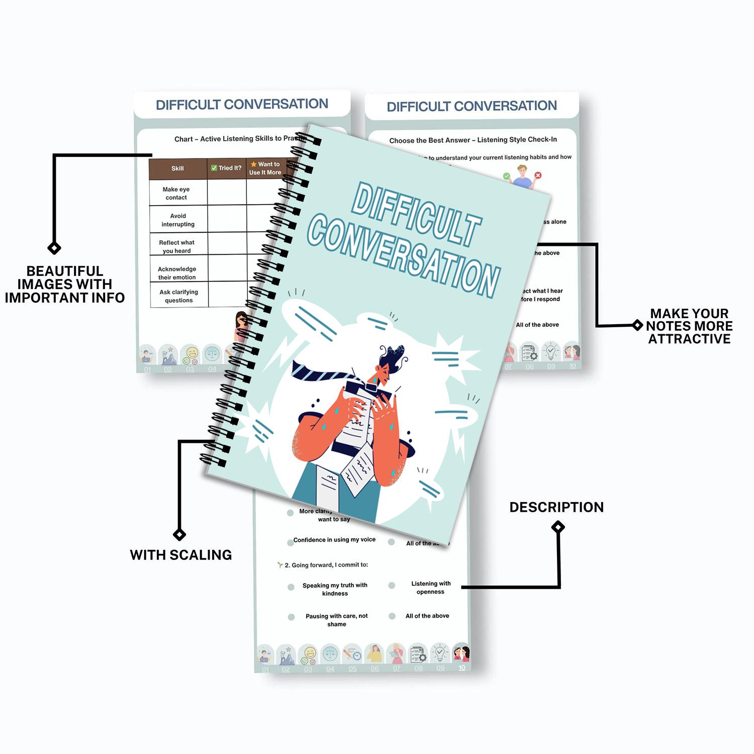 Cross-border Communication Training Notebook: Difficult Conversations, 50 Pages, A5 Spiral Bound Other