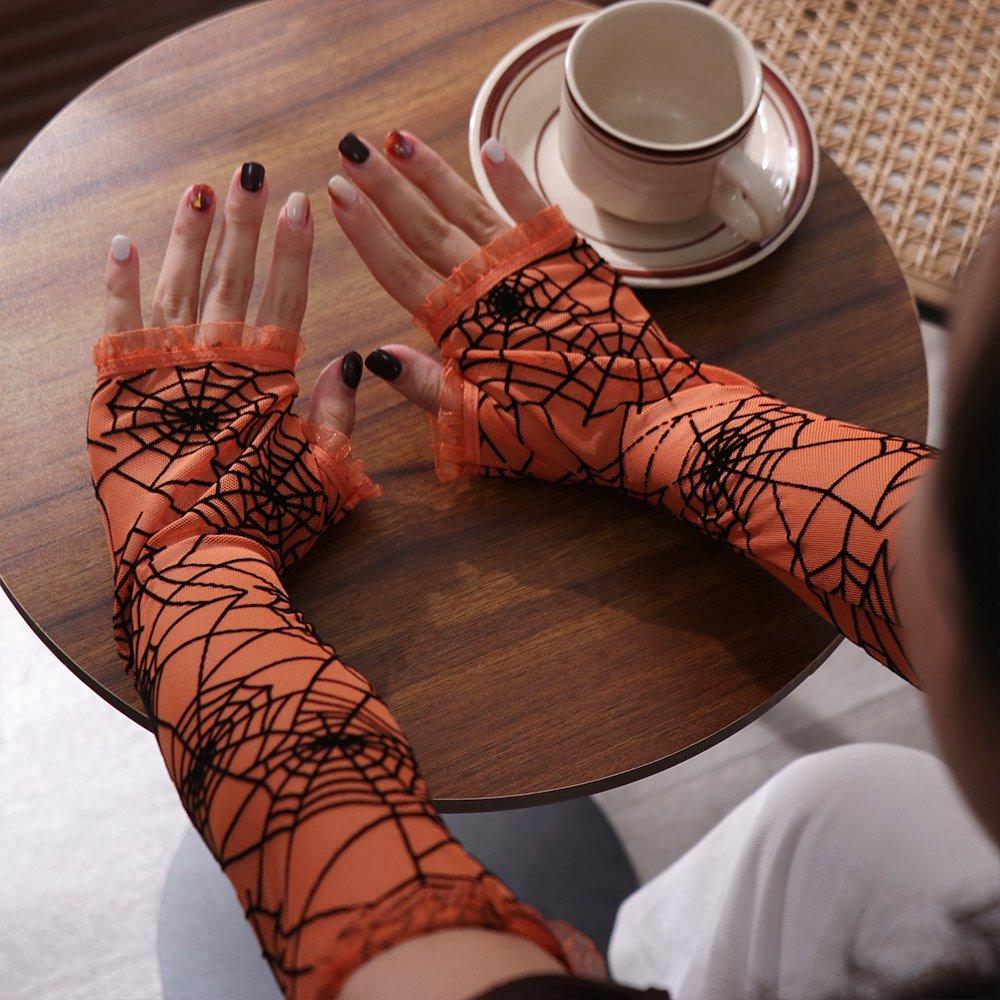Thin Spider Web Gloves Gothic Mesh Mitten Fashion Halloween Gloves Women