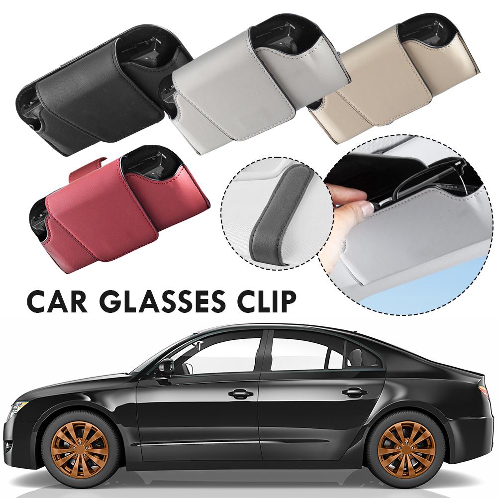 Car Glasses Holder Multi-functional Leather Car Glasses Box Case Storage Holder Glasses Car Portable Sunglasses Stable Suns P4F2