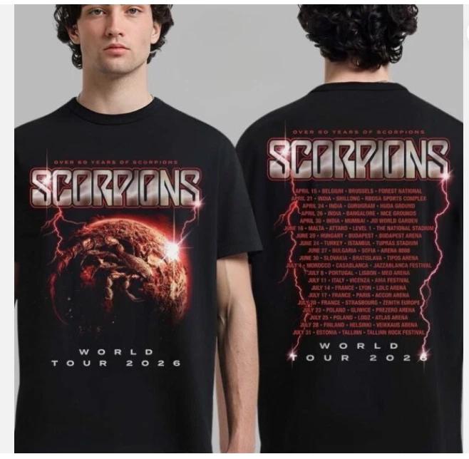 Scorpions Coming Home Tour 2026 TShirt 60 Years Two Sided Rock Tee S