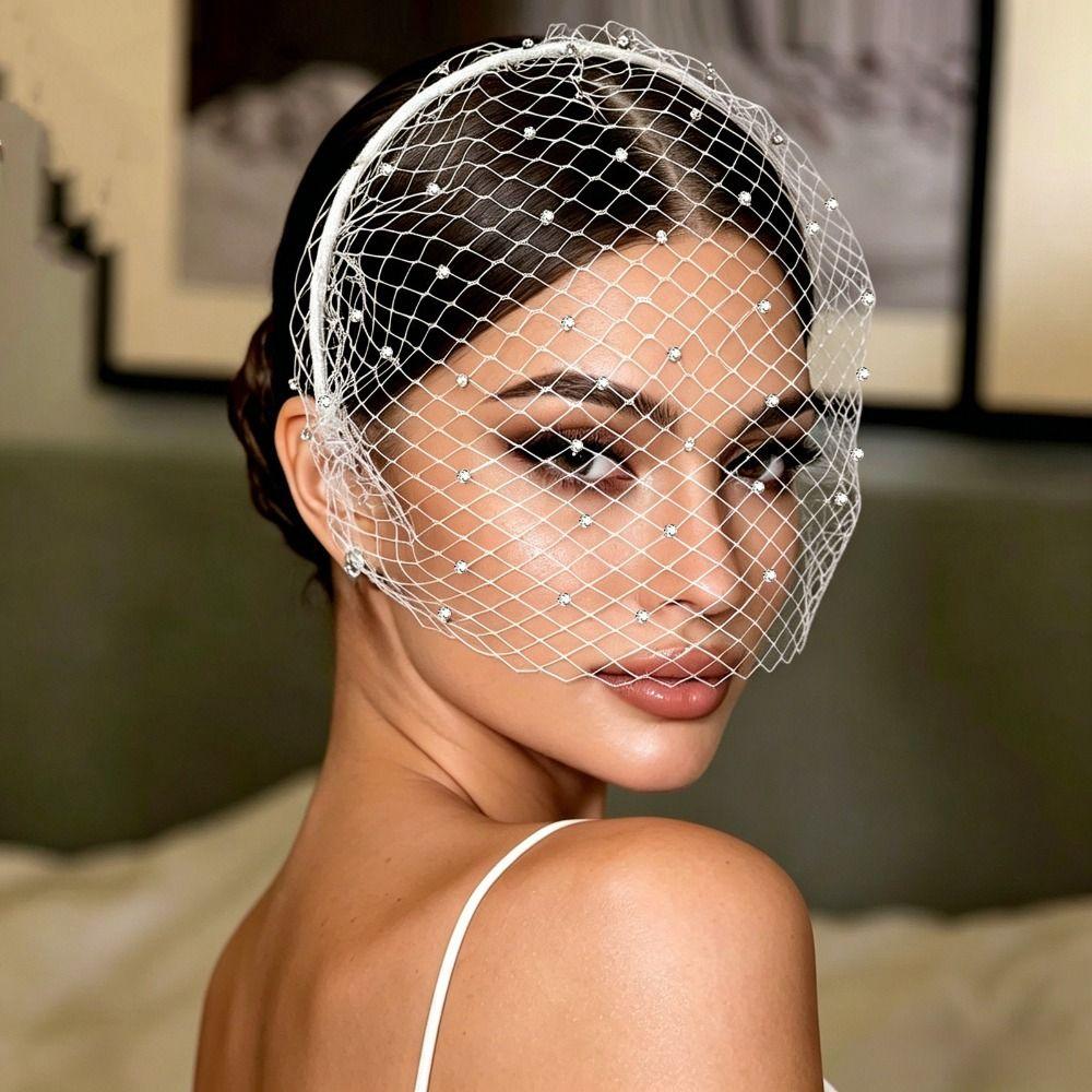French Style Bride Veils Rhinestone Bridal Headwear Exquisite Wedding Headband Bridal Party