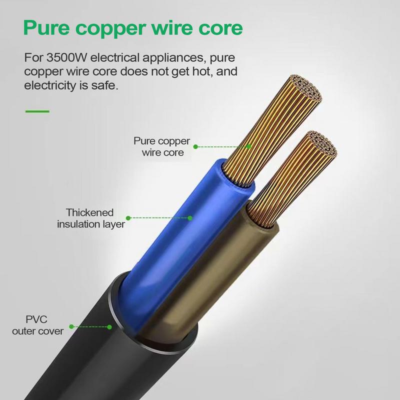 Extension Cord Short Splitter Energy Cord Adapters & Multi-Outlets For Kitchen RV TV Lamp Dryer Offices Bed Sofa Desk