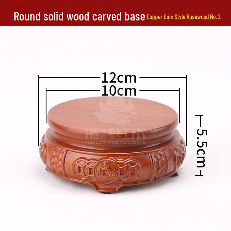 Rosewood Carved Flower Arrangement Bonsai Vase with Ebony Buddha Statue Holder.