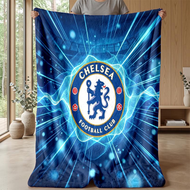 Chelsea FC Theme Blanket Soft Flannel Blanket Plush Throw Blanket Cozy Sofa Bed Blanket for Home Decor