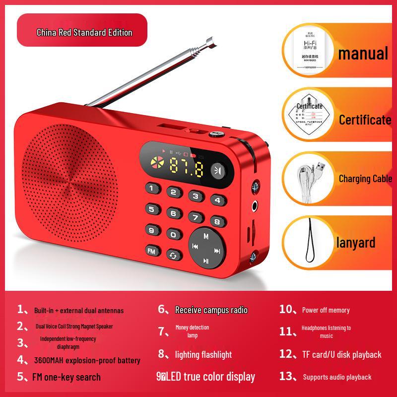 Keling Portable Rechargeable FM Radio & Music Player with Storytelling & Opera Functions