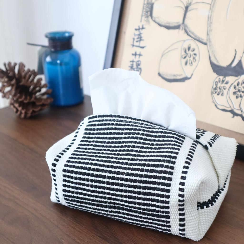 1pc Fashion Farmhouse Style Tissue Box Cover | Woven Style Tissue Box For Living Room, Dining Table, And Car - Modern Art Style