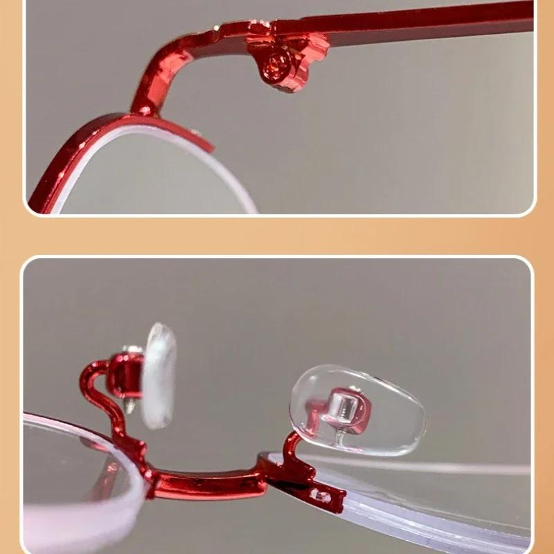 New Fashion Metal Half-frame Reading Glasses Ultralight High-definition Blue Light Blocking Presbyopia Glasses for Women and Men