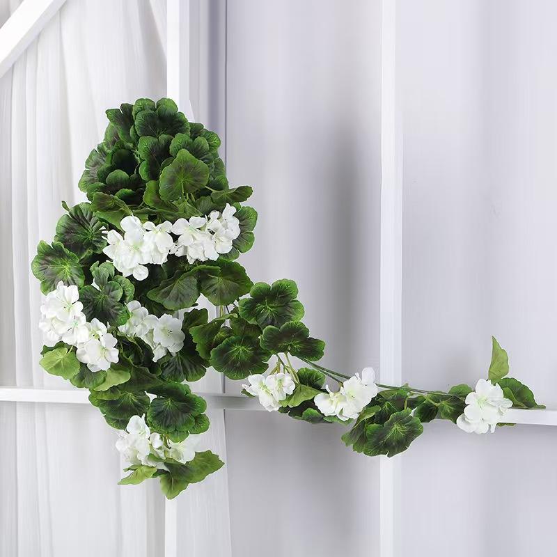 Artificial Geraniums Hanging Bundles Full Blooms Silk Flower Plants Geranium Vines for Home Garden Wedding Indoor Outdoor Decor