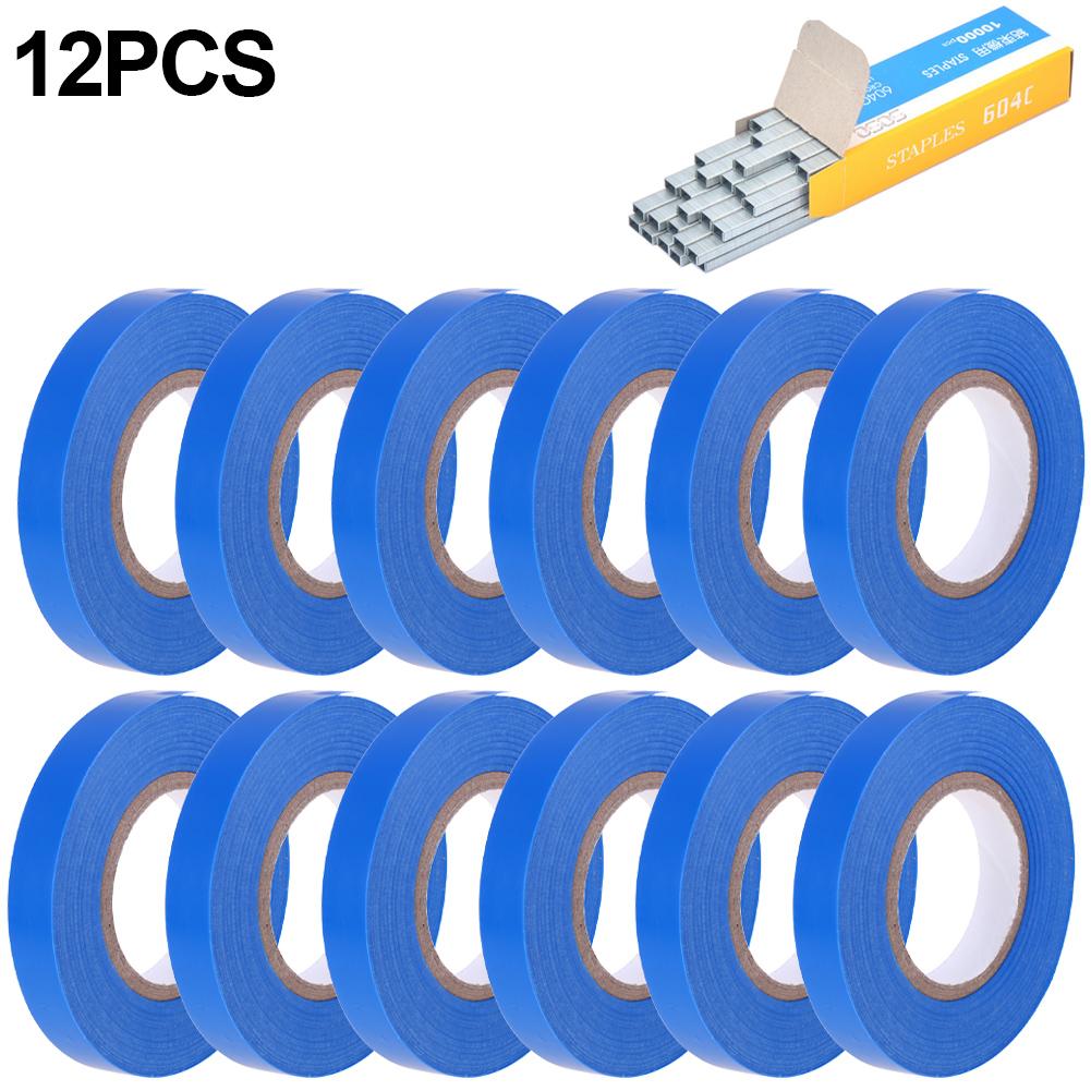 6/12/20PCS Plant Branch Tie Tape with 1 Box Staples Tying Binding Tie Tape Plants Tying Tapetool Tapener Tapes Gardening Tool