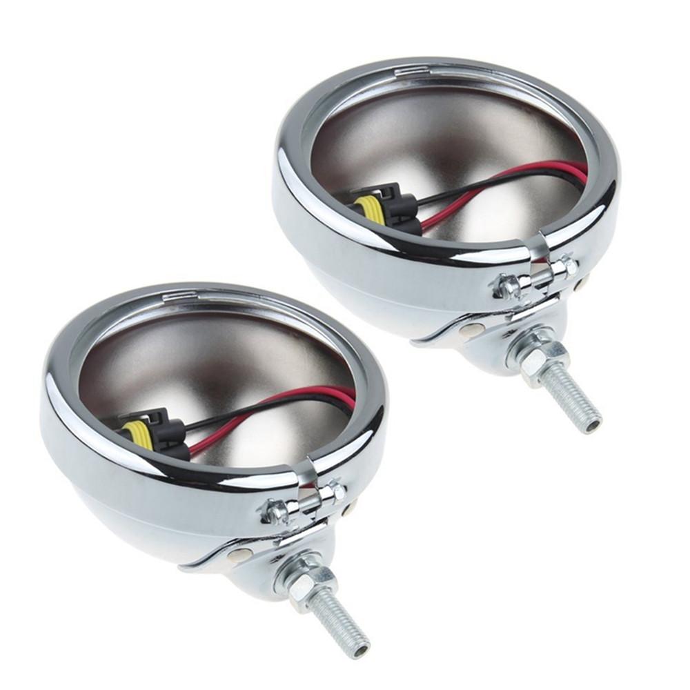 Black/Chrome Housing Ring Mount Bracket fit for Motorcycle 4 1/2" 4.5 inch LED Auxiliary Spot Fog Passing Light Lamp 2Pcs
