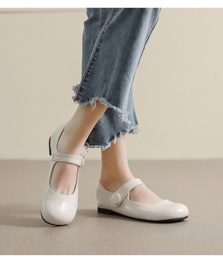 French-Japanese One-Strap Mary Jane Flats - Women's Round Toe, Soft Sole Slip-On Dolls Shoes, College Style.