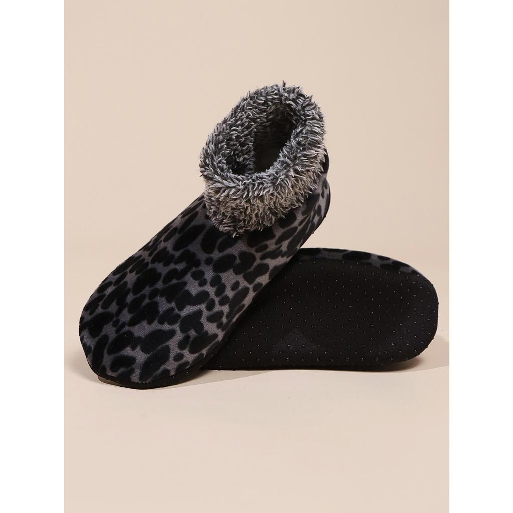 Women's Winter Warm Fleece Leopard Pattern Ankle Socks - Comfortable Indoor and Outdoor, Animal Pattern Home Casual Socks, Soft and Warm Floor Socks
