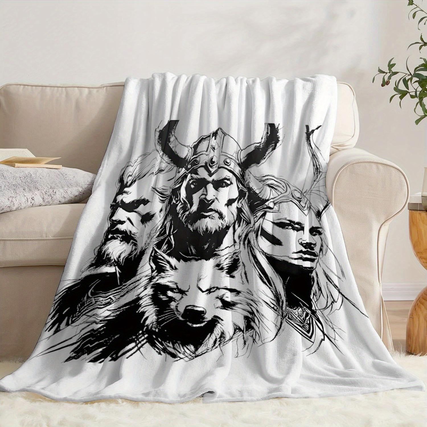 

Odinsol Mythology Design Flannel printed blanket suitable for all seasons suitable for living room office sofa and travel 75x100cm