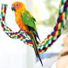 Spiral Cotton Rope Parrot Perch Flexible Bird Standing Toy Colorful Swing Chew Toy with Bell Cage Accessory