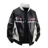Mens PU Leather Biker Jacket Vintage Style Casual Outerwear Loose Fit