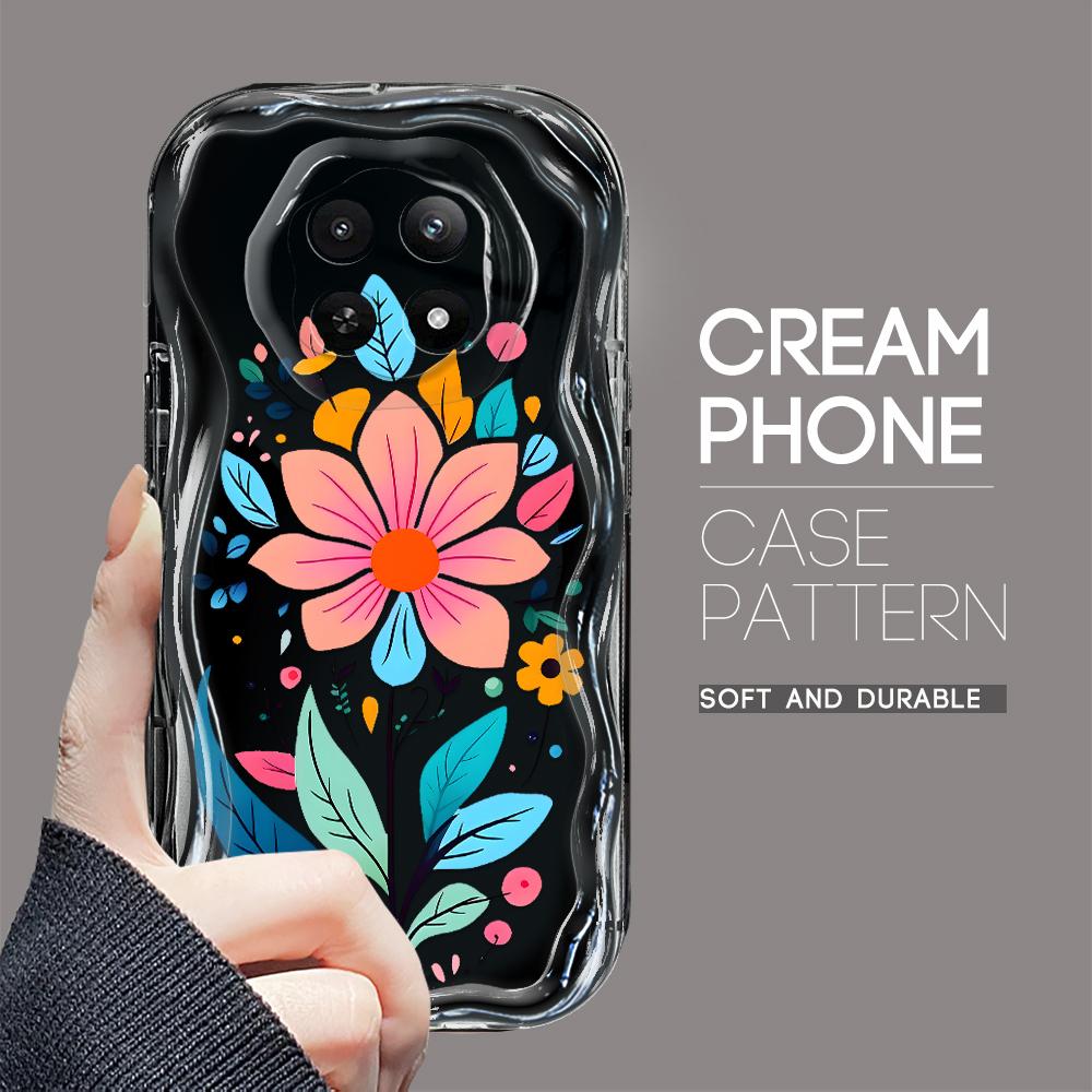 Carcasă cu textura cremă cu model de desene animate, cu margine ondulată, husă din silicon moale pentru telefon pentru OPPO Reno Realme OnePlus Vivo