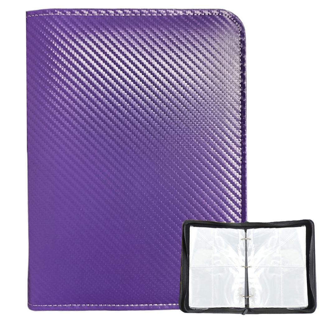 Card Holder Binder with Four Transparent Card Sleeves Textured Twill Pattern Storage Organizer for Business and Collectible Cards