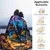 1PC Custom Name Magical Night City outdooor Flannel blankets Throw Blanket All-Season Throw Gift Bedspread for Couch, Bed, Camping Holiday Birthday gi