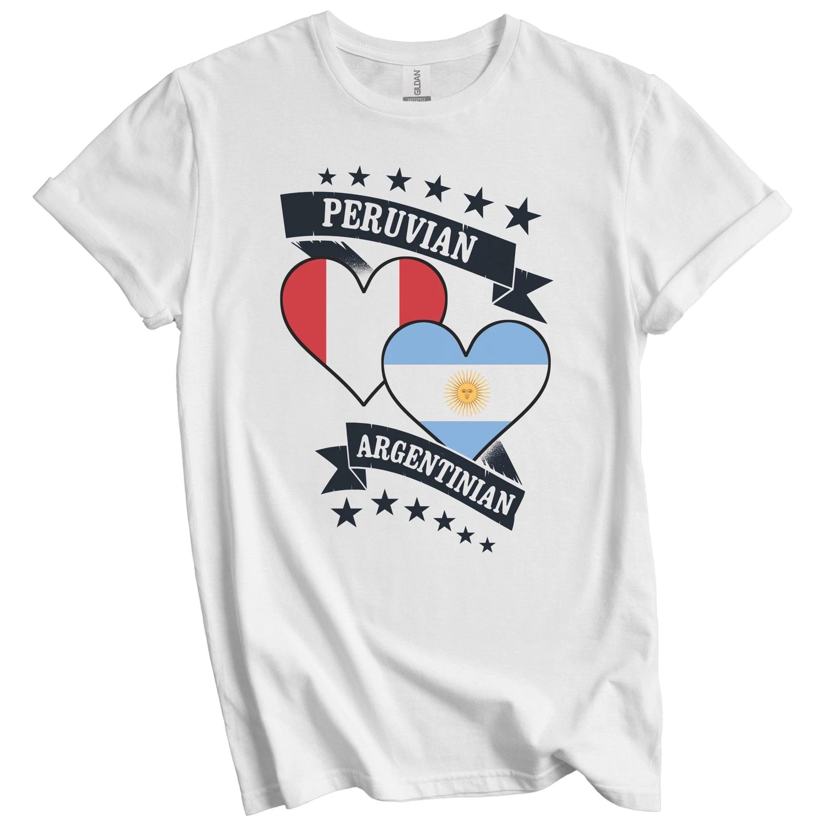 Peruvian Argentinian Heart Flags Peru Argentina T-Shirt L