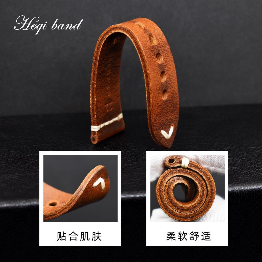 Burst Pattern Retro Color-Changing Leather Strap Buckle, Suitable For Green Water Ghost Xicheng, First Layer Oil Wax Leather Strap