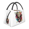 Skull Print Horror Skeleton Death Insulated Lunch Bag for Women Bento Storage Food Boxes Container Cooler Thermal Lunch Box Tote