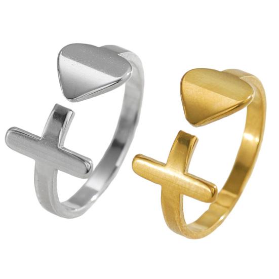 Women Ring Adjustable Fit Asymmetric Heart Design Bright Polished Mirror Texture Finger Ring Jewelry Gift