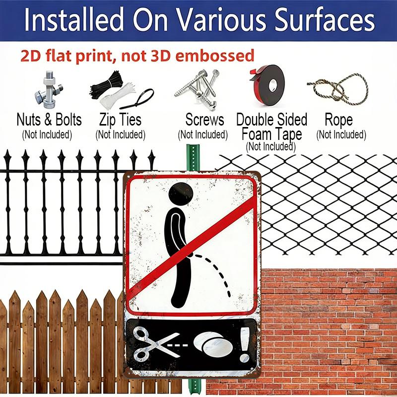 2D Flat 1pc Metal Sign, No Peeing Warning Sign, Durable Aluminium Metal Plaque, Suitable for Bars, Bedrooms, Restaurants, Kitchens, and Home Decor