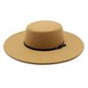 Autumn and winter new flat-top large brim woolen top hat ins wind versatile wool felt hat dame hat cm