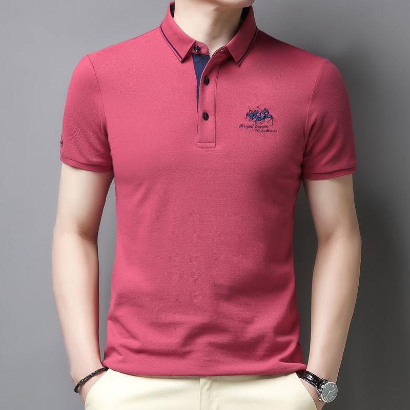 Short Sleeve Embroidered Polo Shirt Men'S Business Casual Lapel T-Shirt Top High-End
