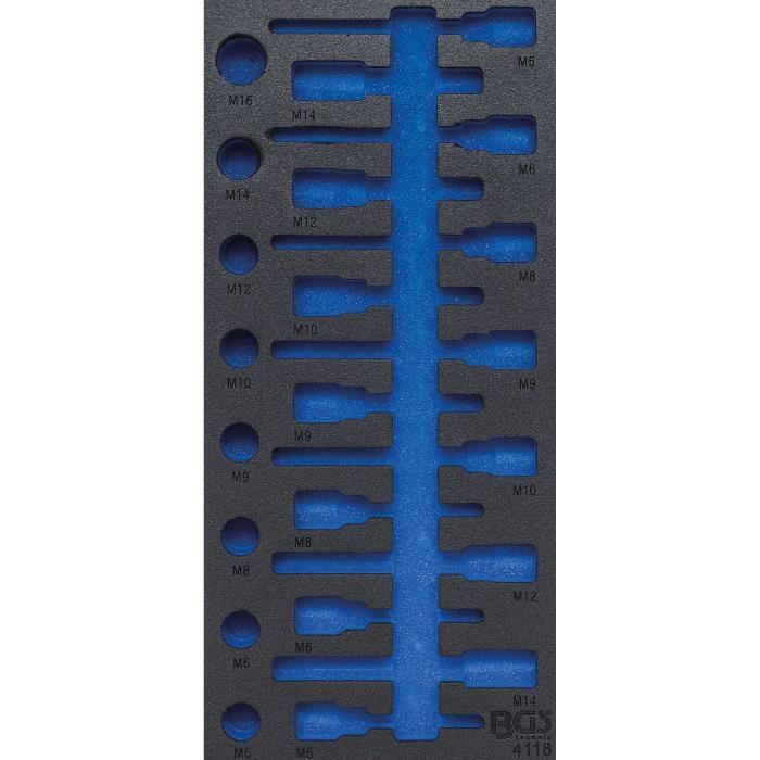 Insert en mousse - BGS - 4118-1 - Dimensions 189x408x32 mm - Couleur Bleu - Poids 90 g