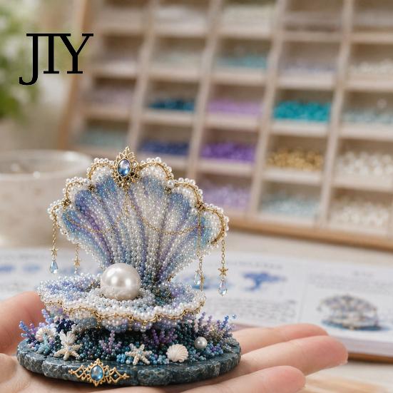 Set Interattivo per Creare Perline Kit Fai da Te Oceano Mitico per Principianti, Animale 3D con Perline e Istruzioni, Perline Scintillanti Artigianato Disegni Marini Unici