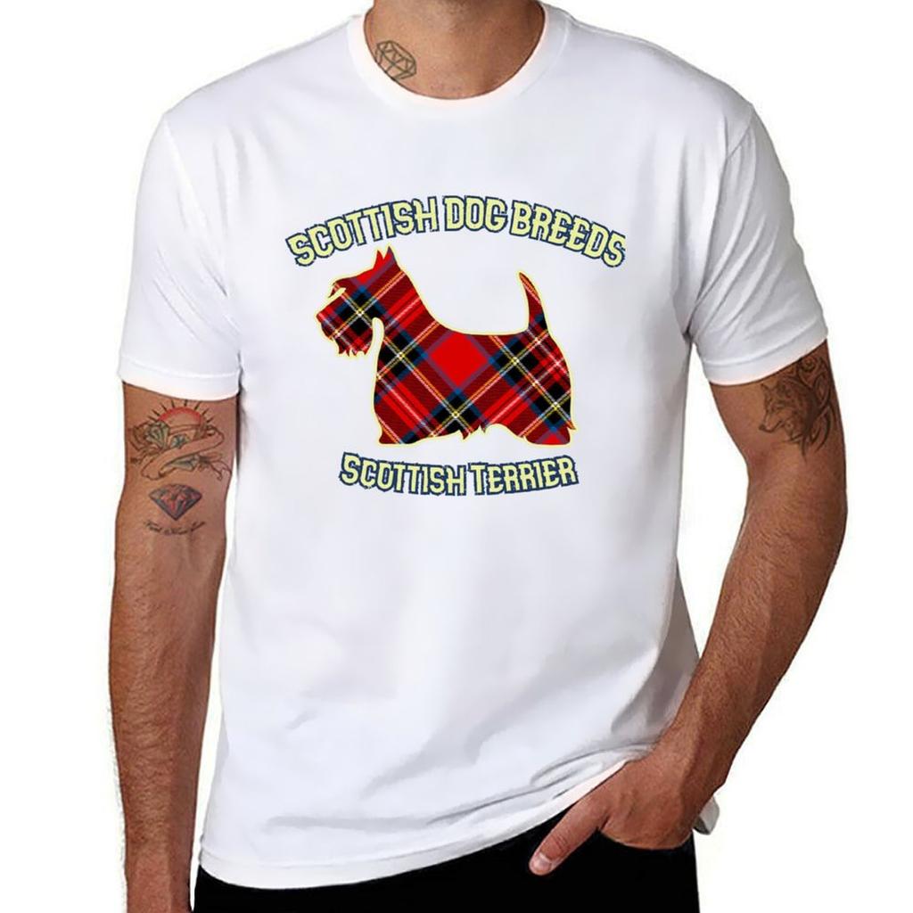ROYAL STEWART TARTAN SCOTTY TERRIER T-Shirt T Shirt for Man Man T Shirts for Men Casual T-Shirt