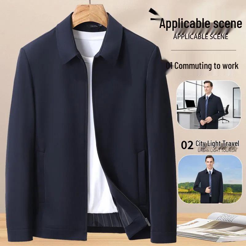 Men's Premium Spring/Autumn Business Casual Jacket Shirt for Middle-aged and Elderly