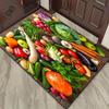 Farm Fresh Vegetable Print Area Rug,Realistic 3D Veggies on Wood Non-Slip Floor Mat Kitchen Living Room,Rustic Home Decor Carpet