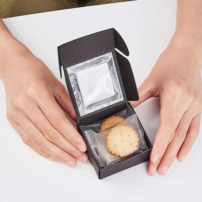 10 Pcs Square White/Kraft/Black Window Packaging Boxes, Various Sizes, Wedding Party Gifts, Handmade Soap Chocolate Flat Boxes