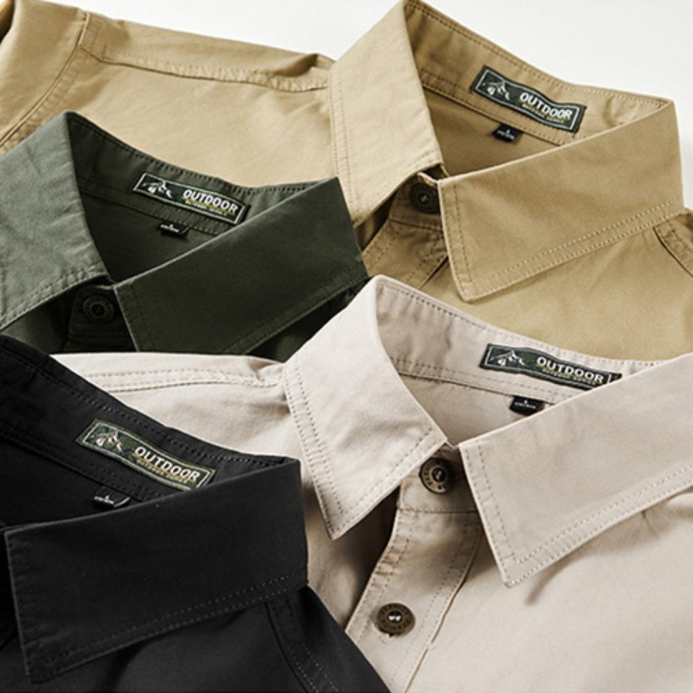 Vintage Men's 100% Cotton Shirt Safari Style Multi-pocket Lapel Top Spring Autumn Long Sleeve Youth Loose Shirts Plus Size M-6XL