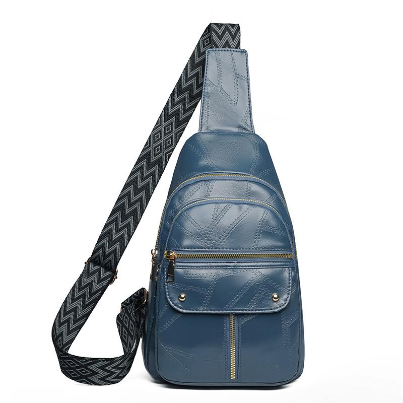 

Женская сумка через плечо из мягкой кожи, большая вместимость, сумка через плечо, нагрудная сумка синий