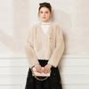 Design sense and temperament V-neck environmentally friendly fur jacket for women's winter season double breasted short top