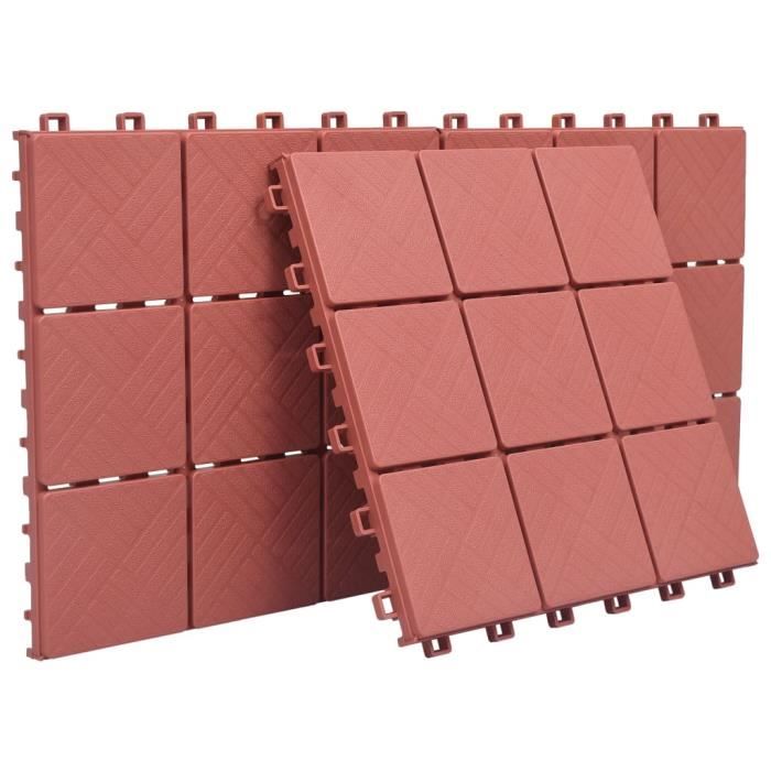 VidaXL Carreaux de terrasse 10 pcs Rouge 30,5x30,5 cm Plastique