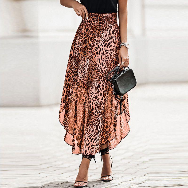 

American Shiying Retro Leopard Print Print Skirt Women 2025 Summer New Niche High Waist Thin Long dress Brown XL(Code fits (72.50 kg-80.00 kg)