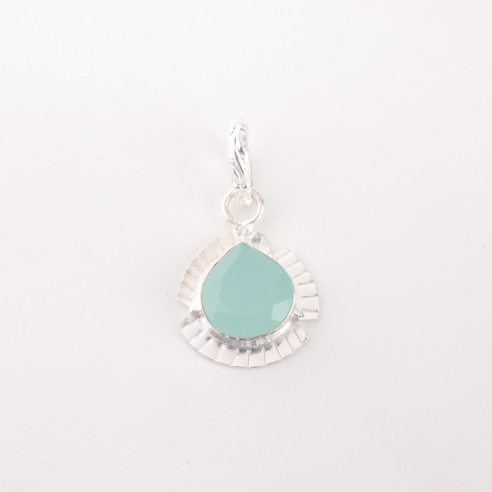 

Aqua Chalcedony Stone Sterling Silver Sisters Gift Unique Trendy Pendant Jewelry PP-8-17