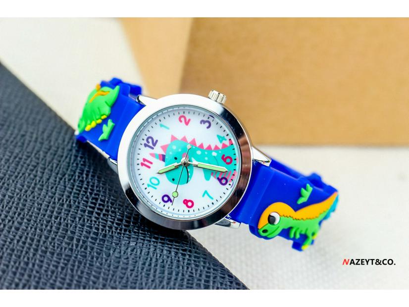 Fashionable 3D Silicone Dinosaur Quartz Watch for Kids - Cute Cartoon Animal Design