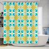 Blue Yellow Waterproof Shower Curtain With Decorative Pattern Polyester Fabric For Home Bath Accessories Decoration