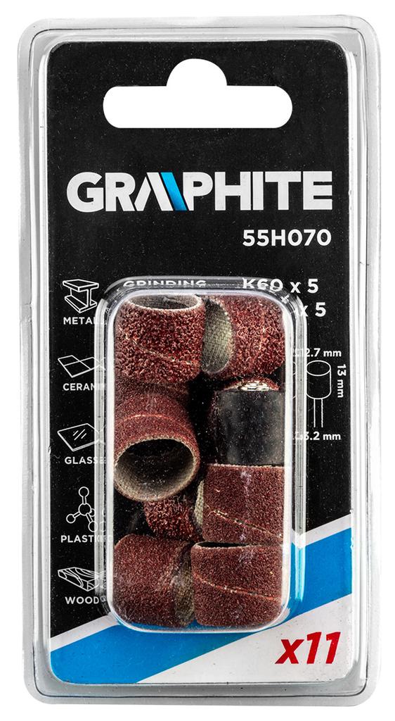 Sanding belt 12.7 mm, K60, K120, set of 10 pcs + 3.2 mm shank