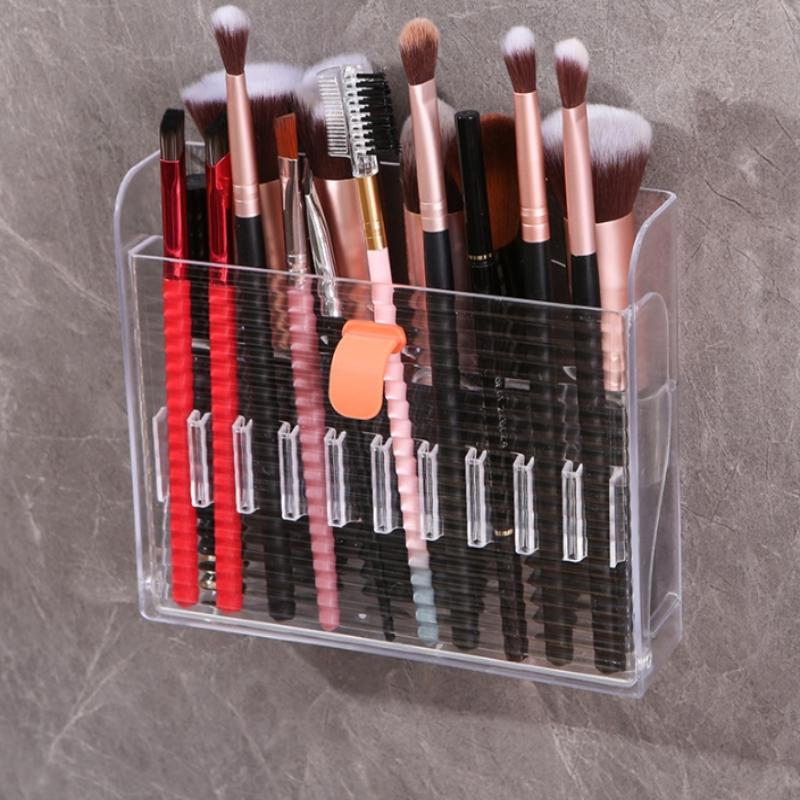 Dressing Table Storage Box Acrylic Makeup Brush Holder Transparent Adjustable Deskto Bathroom Waterproof Storage Accessories
