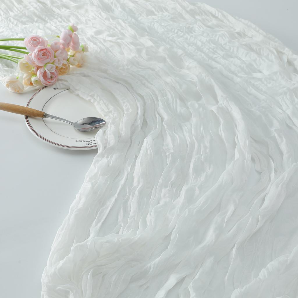 Wedding Pink Gauze Table Runner Semi-Sheer Vintage Cheesecloth Table Setting Dining Party Christmas Banquets Arches Cake Decor